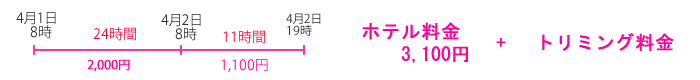 トリミングとドッグホテル同時申込の場合